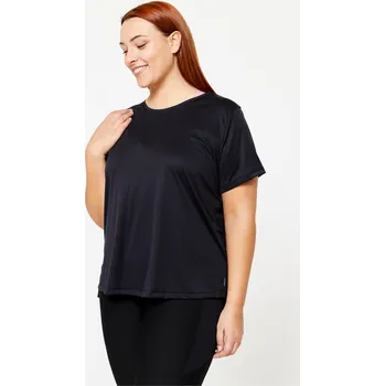 DOMYOS Dámské fitness tričko s krátkým rukávem větší velikost 4XL ČERNÁ