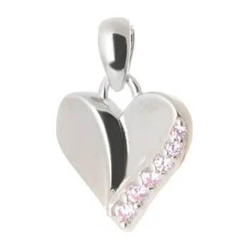 Přívěsek Stříbrný přívěšek srdíčko s růžovými zirkony STRZ1084F