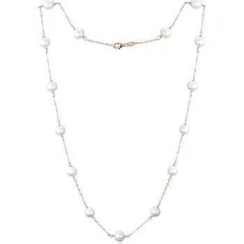 Náhrdelník Stříbrný zlacený náhrdelník s přírodními perlami JMAS7050RN50 + dárek zdarma