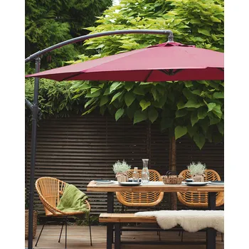 Slunečník Slunečník červený polyester ocel Ø 300 cm voděodolný zahrada terasa odolný vůči vlivům počasí Beliani