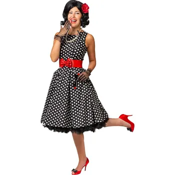Karnevalový kostým Dámské šaty - Puntíkaté, černé 44