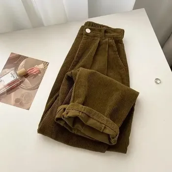 Pánské kalhoty Unisex manšestrové kalhoty Barva: Khaki, Velikost: XL
