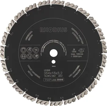 Řezný kotouč RHODIUS Diamantový řezný kotouč LD300 354 x 15,0 x 3,2 x 25,40* TOPline