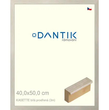 Rám na obraz DANTIK rámeček 40x50 | KASSETTE bílá prodřená (Sklo Čiré) (Vyrobeno s láskou u nás v DANTIKU)