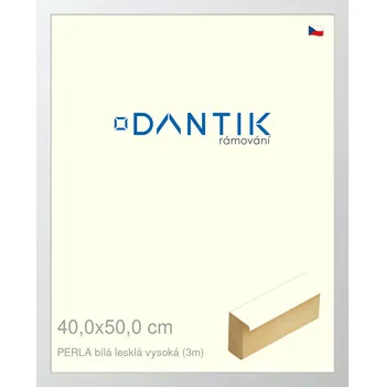 Rám na obraz DANTIK rámeček 40x50 | PERLA bílá lesklá vysoká (Plexi Čiré) (Vyrobeno s láskou u nás v DANTIKU)