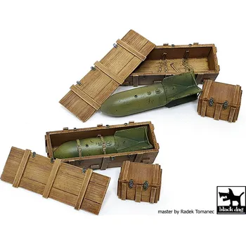 Plastikový model Blackdog 1/32 Luftwaffe WWII bombs SC250 + crate boxes