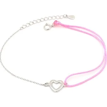 Náramek Provázkový náramek se stříbrným srdíčkem STNA0762F