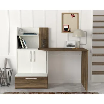 Psací stůl Pracovní stůl s komodou BAKER ořech/bílá