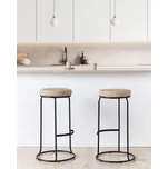 Sada 2 barových židlí béžová umělá kůže černá ocelová noha bez područek moderní styl nábytku do jídelny Beliani