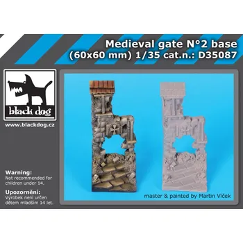 Plastikový model Blackdog 1/35 Medieval gate base No.2 (60x60 mm)