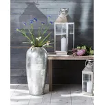 váza Dekorativní stříbrná keramická s leskem 48 cm, stůl na květiny, vintage glamour styl Beliani