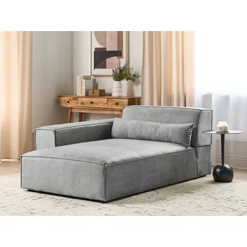 Křeslo Pravé lehátko šedá látka čalounění syntetické nohy levé moderní obývací pokoj Beliani