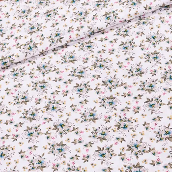 Šatovka viskózová 0079/02, modré a růžové kvítky na krémové, š.145cm (látka v metráži)