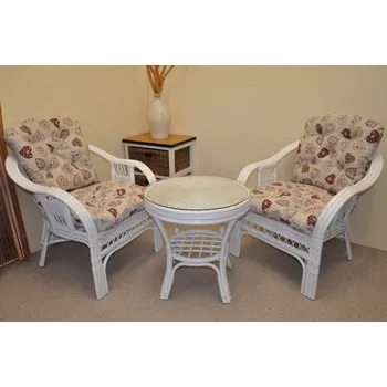 Sedací souprava Axin Trading s.r.o. Ratanová sedací souprava Rio De Janeiro 2+1 bílá polstry motiv červená srdce