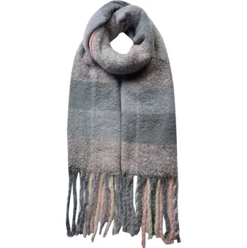 Šála Růžovo šedá kostkovaná zimní šála - 50*180 cm