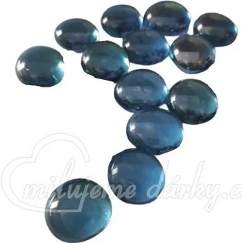 Dekorační lesklé skleněné kamínky tmavě modrá průhledná, 500g