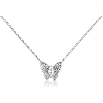 Náhrdelník Stříbrný náhrdelník s motýlem a zirkony - Meucci SN149