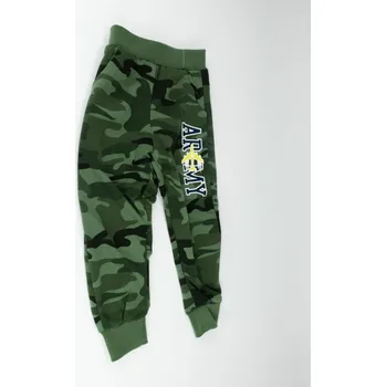 Kalhoty tepláky dětské maskovací woodland SEZON T-201