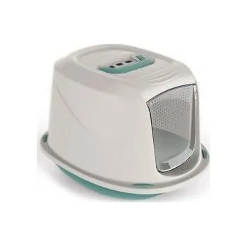 Toaleta pro kočku WC kočka Galaxy kryté s filt. 45x36x32cm, šedo-modrá