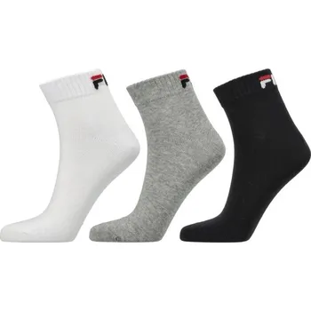 Pánské ponožky Ponožky Fila QUARTER PLAIN SOCKS 3P 35/38 Černá, Bílá, Šedá