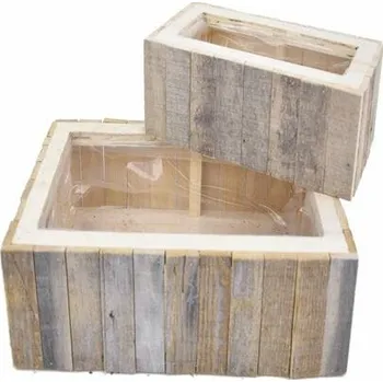 Květináč Obal na květináč PINE WOOD s igelitem, hranatý, bílá vymývaná, 0x0x0cm, S2|Ego Dekor