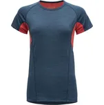 Dámské triko Devold RUNNING MERINO 130 T-SHIRT S Modrá, Červená