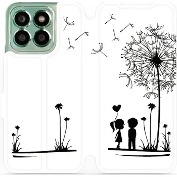 Pouzdro na mobilní telefon Flipové pouzdro Mobiwear - Honor X8b - MH16P Dvojice s pampeliškou (Knížkové flip pouzdro, obal, kryt na mobil Honor X8b - MH16P Dvojice s pampeliškou, materiál Umělá kůže + TPU - ochrana 360°, stojánek, silikonová vanička, magnetické zavírání)