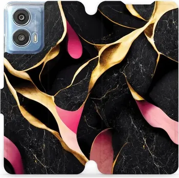 Pouzdro na mobilní telefon Flipové pouzdro Mobiwear - Motorola Moto G24 Power - VP35S Černý a zlatavý mramor (Knížkové flip pouzdro, obal, kryt na mobil Motorola Moto G24 Power - VP35S Černý a zlatavý mramor, materiál Umělá kůže + TPU - ochrana 360°, stojánek, silikonová vanička,)