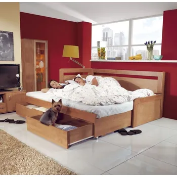 Postel BMB Tandem Klasik vysoké čelo 80 - 160 x 200 cm, Ořech aida, levá, rovné rohy