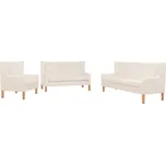 vidaXL Sedací souprava 3 kusy textil krémově bílá
