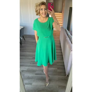 Dámské šaty Šaty elegantní s krátkým ruk. Trynite K-1472 ke kolenům barva: zelená, velikost: 50