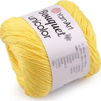 Příze Bavlněná pletací příze Bouquet Unicolor 100 g, barva 3 (3218) žlutá