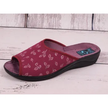 Dámské pantofle Dámské pantofle přezůvky ADANEX Silvia 28271 vínové se stříbrnými lístečky otevřená špička velikost: 41