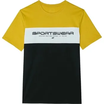 Pánské tričko Pánské tričko 4F COLOR BLOCK S Černá, Žlutá, Bílá