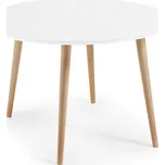 Bílý rozkládací jídelní stůl s bílou deskou ø 120 cm Oqui – Kave Home ID_870432