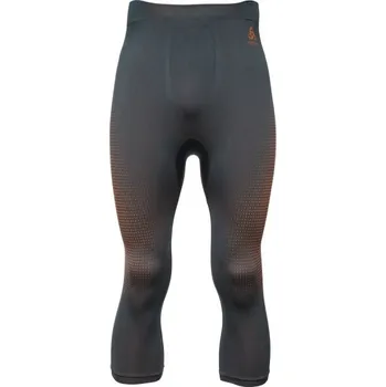 Pánské funkční tříčtvrteční kalhoty Odlo PERFORMANCE WARM ECO S Tmavě šedá, Oranžová