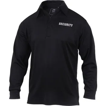 Pánské tričko ROTHCO Polokošile s límečkem SECURITY dlouhý rukáv ČERNÉ XL ČERNÁ - BLACK