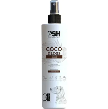 Kosmetika pro psa PSH Home Groomers - Lotion Coco Gloss 300ml (Lotion pro pejsky k dosazení vysokého lesku srsti s kokosovým olejem z řady PSH Home Groomers. S kokosovým olejem, bohatým na mastné kyseliny, které opravují poškozenou srst)