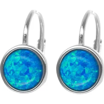 Náušnice Argento 66976 Stříbrné náušnice - modrý kulatý syntetický opál