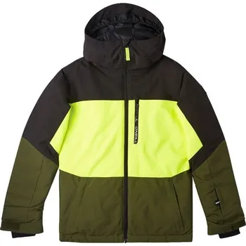 Chlapecká lyžařská/snowboardová bunda O'Neill CARBONITE 128 Khaki, Reflexní neon, Černá