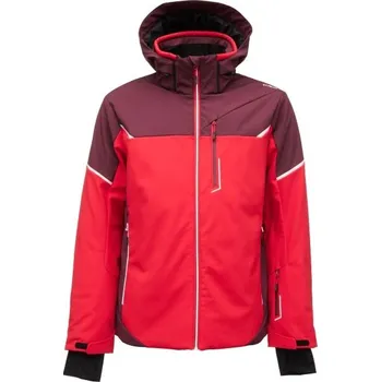 Pánská lyžařská bunda CMP MAN JACKET ZIP HOOD 54 Červená, Vínová, Černá