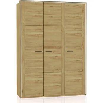 Šatní skříň Jitona Keros šatní skříň, 3 dveře, s římsou a lezénami DUB SUKATÝ přírodní lak