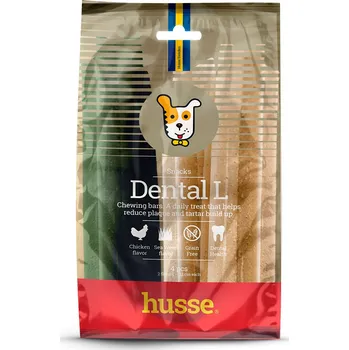Pamlsek pro psa Husse Dental L, 4 ks | Bezlepkové dentální pamlsky ve dvou příchutích