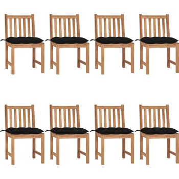 Zahradní židle s poduškami 8 ks masivní teak Černý 3073164