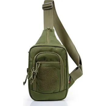 Městský batoh Brašna - taška na hruď, army zelená, 13*6*18CM, Smilodon