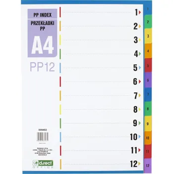 d.rect - rozlišovač plastový A4 barevný 1-12