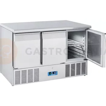 Chladící salátový stůl 2-dvéřový, s pracovní plochou, s okrajem 100 mm | COOLHEAD, CRA-90A