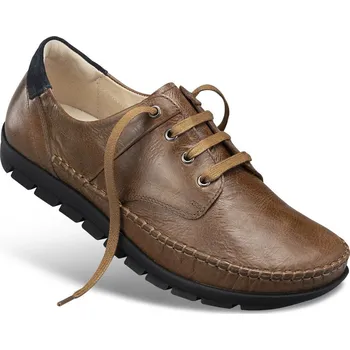 Pánská zdravotní obuv Podzimní pánské mokasíny se šněrováním, hladká useň, hnědá: 41