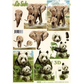 omalovánky Papíry 3D pro vystřihování- Pandy a sloni