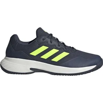 Pánská tenisová obuv Pánské tenisové boty adidas GAMECOURT 2 M 11.5 Tmavě modrá, Reflexní neon, Bílá